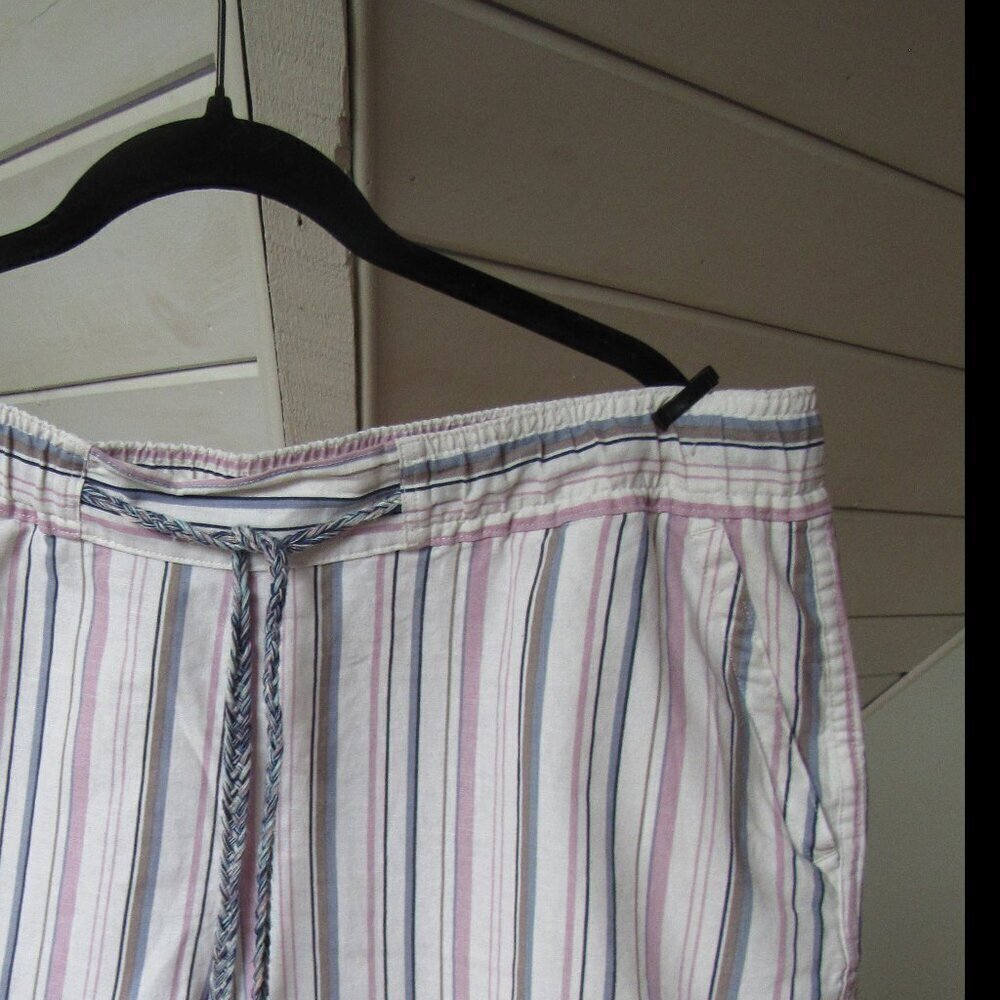 EDDIE BAUER SHORTS WOMENS STRIPED LINEN BLEND CUFFED LOUNGE BAGGY XL - Picture 5 of 13